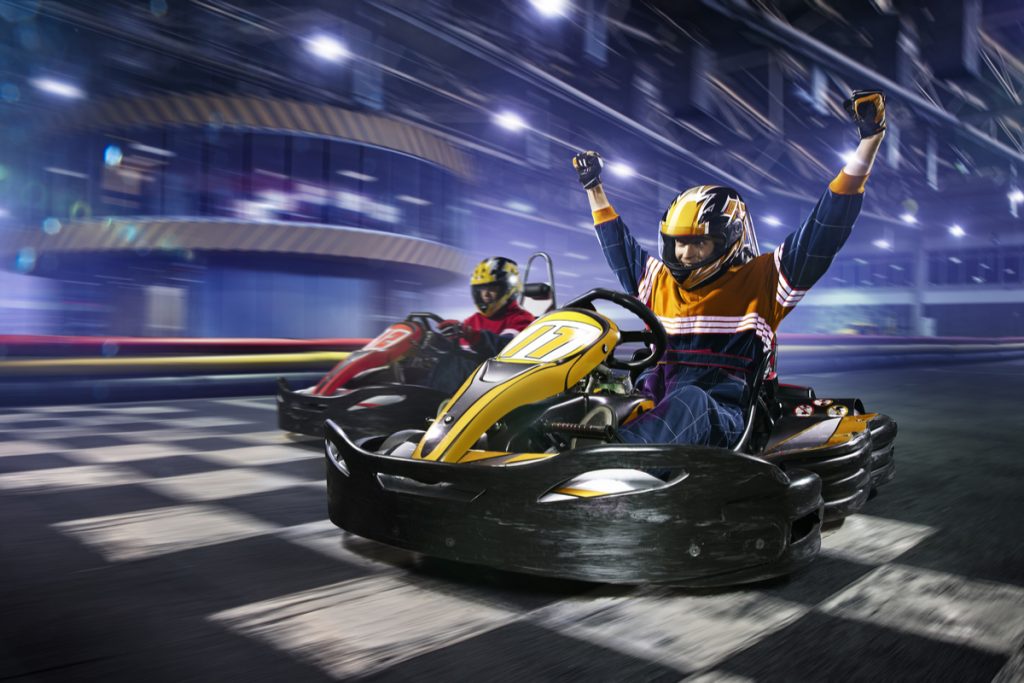 image shows the ideal date weekend with karting